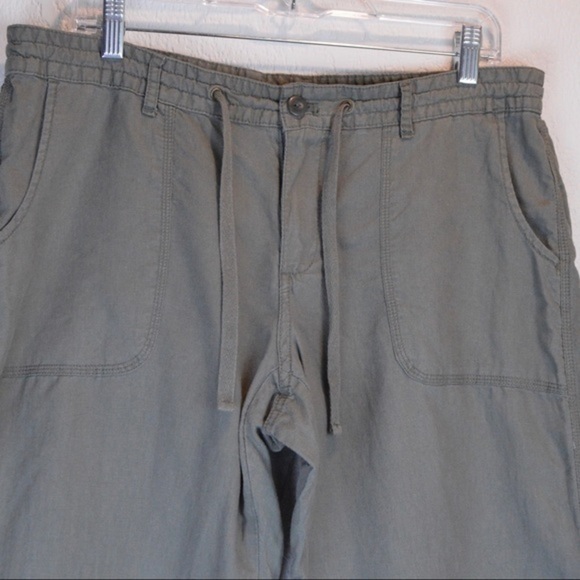 GAP Flax/Cotton Wide Leg Drawstring Pants, Size 12 - Troop Green - Picture 3 of 9